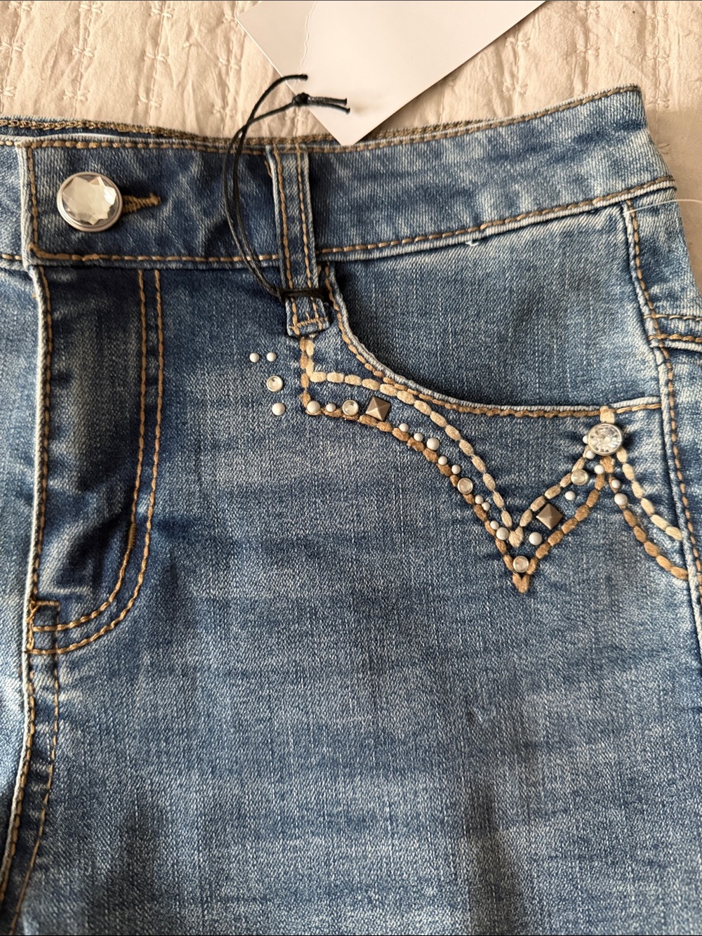 Vanilla Star Medium Blue Denim Accent Detailed Shorts ❤️Sz 2 - Picture 2 of 8